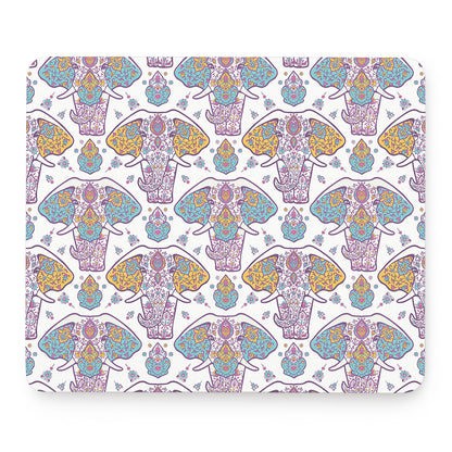 Indian Flower Elephant Pattern Print Mouse Pad