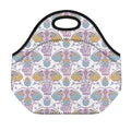 Indian Flower Elephant Pattern Print Neoprene Lunch Bag