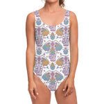 Indian Flower Elephant Pattern Print One Piece Swimsuit