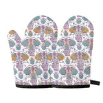 Indian Flower Elephant Pattern Print Oven Mitts