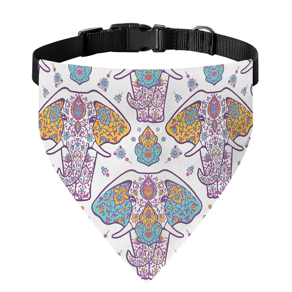 Indian Flower Elephant Pattern Print Over The Collar Dog Bandana