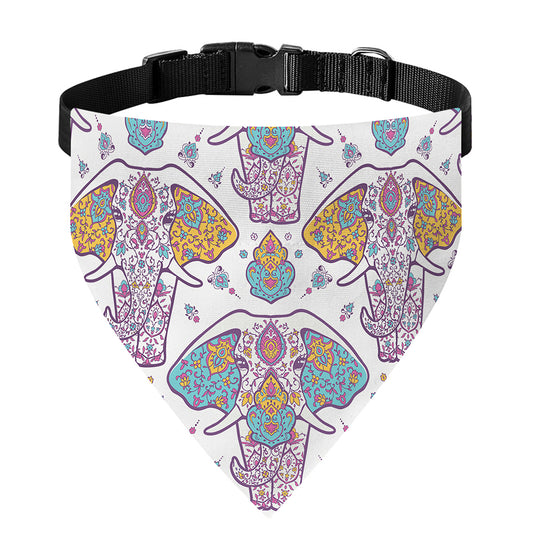 Indian Flower Elephant Pattern Print Over The Collar Dog Bandana