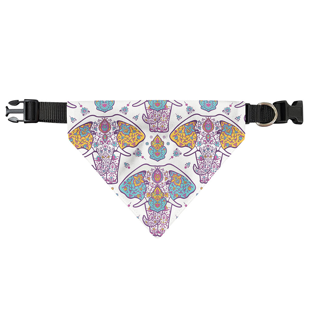 Indian Flower Elephant Pattern Print Over The Collar Dog Bandana