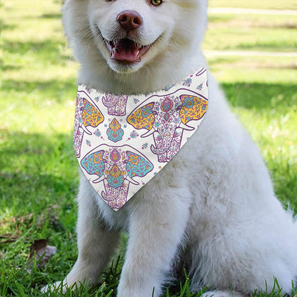 Indian Flower Elephant Pattern Print Over The Collar Dog Bandana
