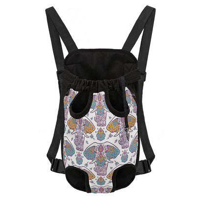 Indian Flower Elephant Pattern Print Pet Carrier Backpack