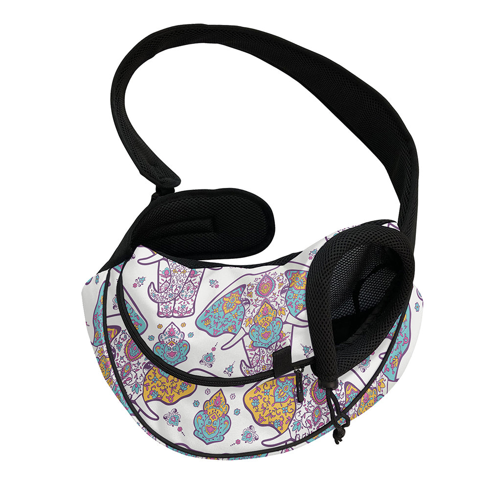 Indian Flower Elephant Pattern Print Pet Sling Carrier