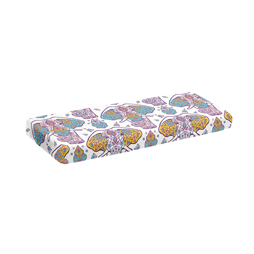 Indian Flower Elephant Pattern Print Piano Keyboard Cover
