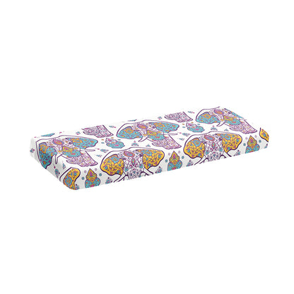 Indian Flower Elephant Pattern Print Piano Keyboard Cover