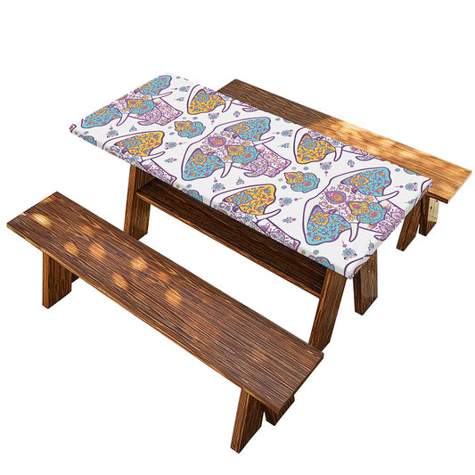 Indian Flower Elephant Pattern Print Picnic Table Cover