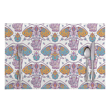 Indian Flower Elephant Pattern Print Placemat