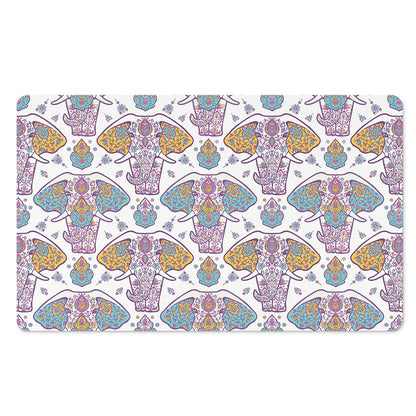 Indian Flower Elephant Pattern Print Polyester Doormat