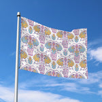 Indian Flower Elephant Pattern Print Polyester Flag