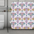 Indian Flower Elephant Pattern Print Polyester Shower Curtain