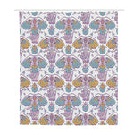 Indian Flower Elephant Pattern Print Polyester Shower Curtain
