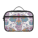 Indian Flower Elephant Pattern Print Portable Lunch Bag