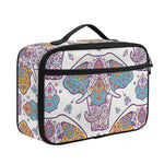 Indian Flower Elephant Pattern Print Portable Lunch Bag