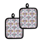 Indian Flower Elephant Pattern Print Pot Holders