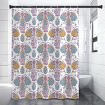 Indian Flower Elephant Pattern Print Premium Shower Curtain