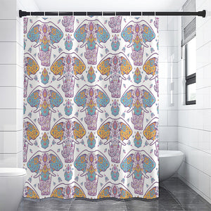 Indian Flower Elephant Pattern Print Premium Shower Curtain