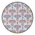 Indian Flower Elephant Pattern Print Round Floor Mat