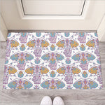 Indian Flower Elephant Pattern Print Rubber Doormat