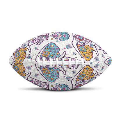 Indian Flower Elephant Pattern Print Rugby Ball
