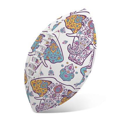 Indian Flower Elephant Pattern Print Rugby Ball