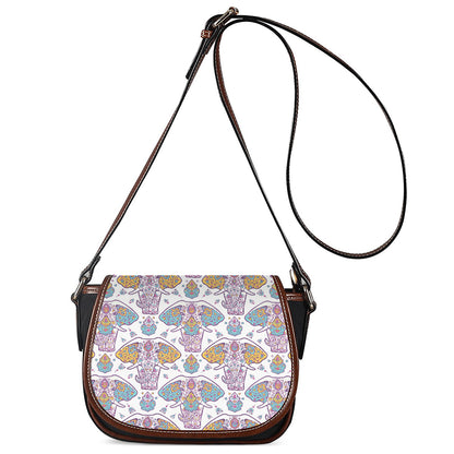 Indian Flower Elephant Pattern Print Saddle Bag