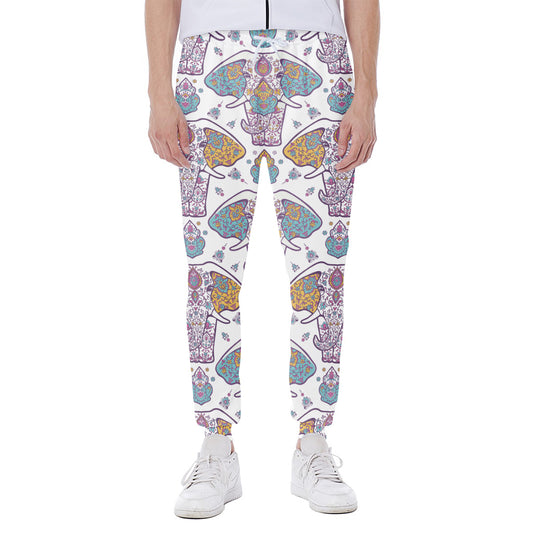 Indian Flower Elephant Pattern Print Scuba Joggers