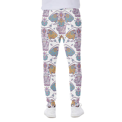 Indian Flower Elephant Pattern Print Scuba Joggers