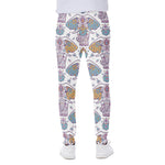 Indian Flower Elephant Pattern Print Scuba Joggers