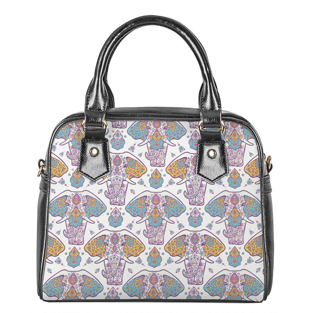 Indian Flower Elephant Pattern Print Shoulder Handbag