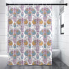 Indian Flower Elephant Pattern Print Shower Curtain