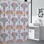 Indian Flower Elephant Pattern Print Shower Curtain