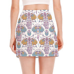 Indian Flower Elephant Pattern Print Side Slit Mini Skirt