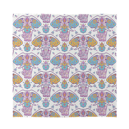 Indian Flower Elephant Pattern Print Silk Bandana