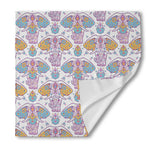 Indian Flower Elephant Pattern Print Silk Bandana