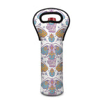 Indian Flower Elephant Pattern Print Single Neoprene Wine Tote