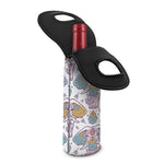 Indian Flower Elephant Pattern Print Single Neoprene Wine Tote