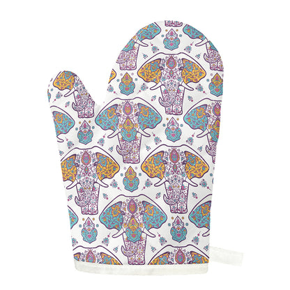 Indian Flower Elephant Pattern Print Single Oven Mitt