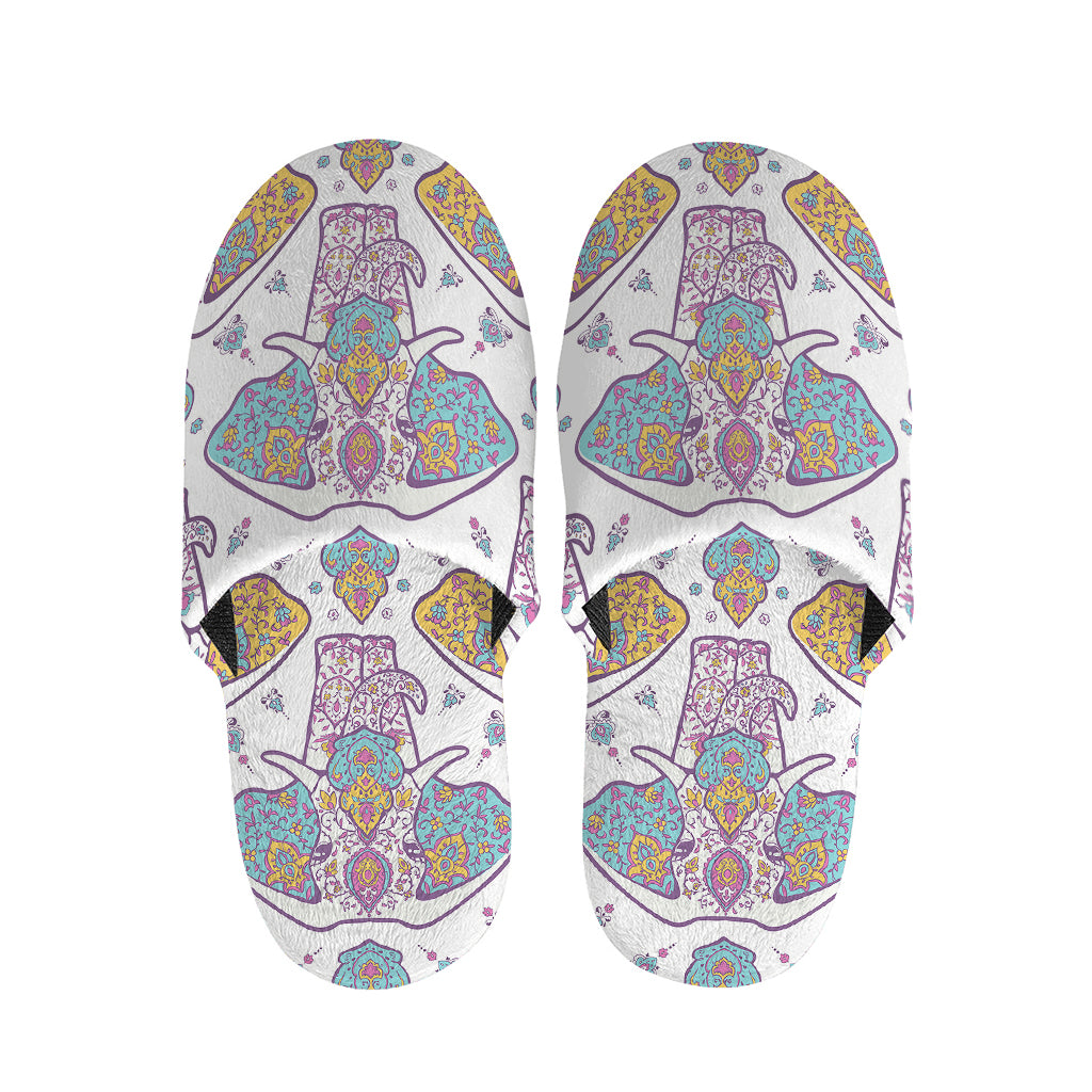 Indian Flower Elephant Pattern Print Slippers