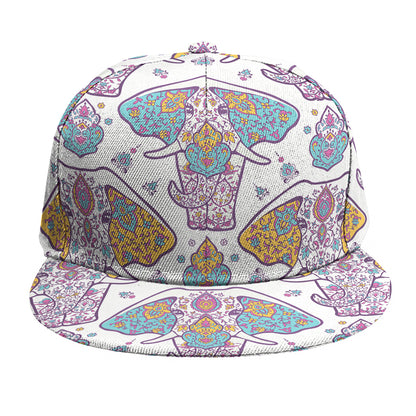 Indian Flower Elephant Pattern Print Snapback Cap