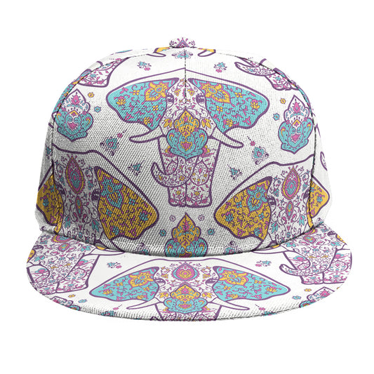 Indian Flower Elephant Pattern Print Snapback Cap