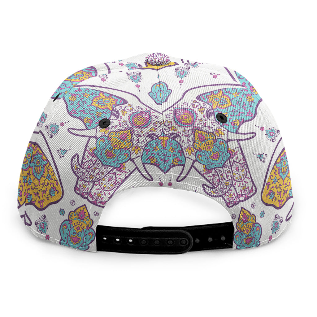 Indian Flower Elephant Pattern Print Snapback Cap