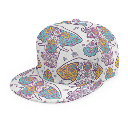 Indian Flower Elephant Pattern Print Snapback Cap