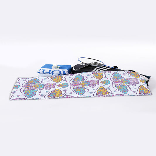 Indian Flower Elephant Pattern Print Sports Towel