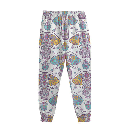 Indian Flower Elephant Pattern Print Sweatpants