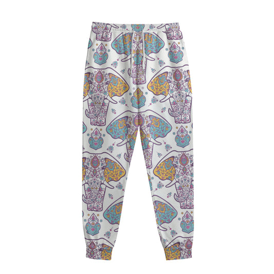 Indian Flower Elephant Pattern Print Sweatpants
