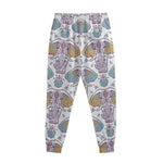 Indian Flower Elephant Pattern Print Sweatpants