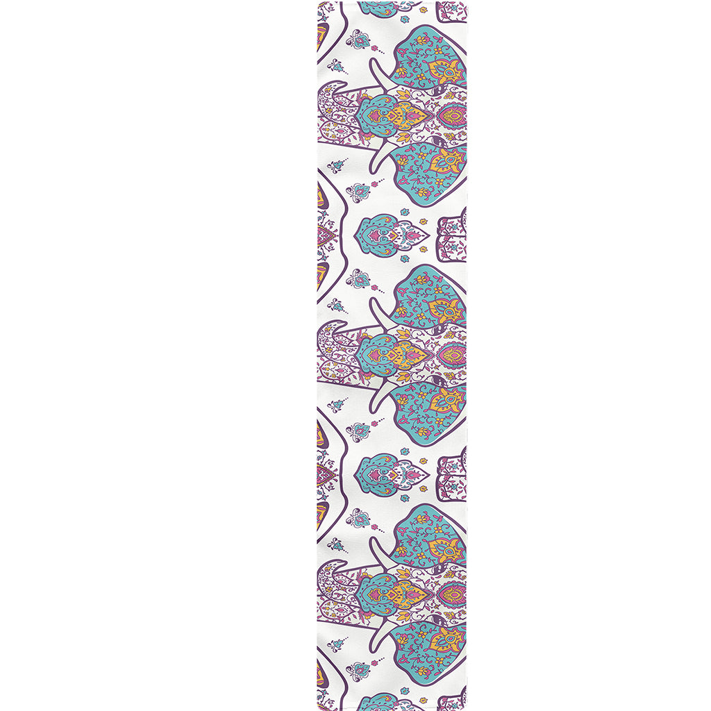 Indian Flower Elephant Pattern Print Table Runner